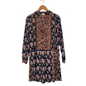 Tiny Anthropologie XS Shirt Dress Paquerette Blue Pink‎ Floral Long Sleeve Mini